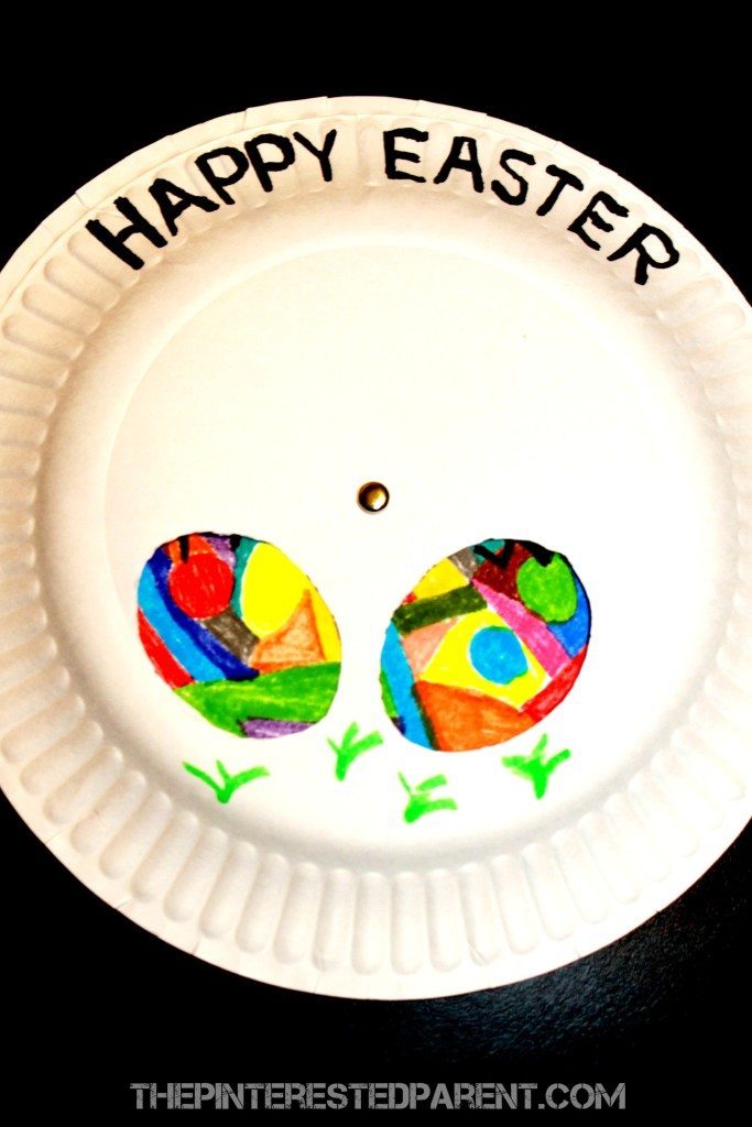 Paper Plate Easter Egg Spinner & Changer - fun craft for kids