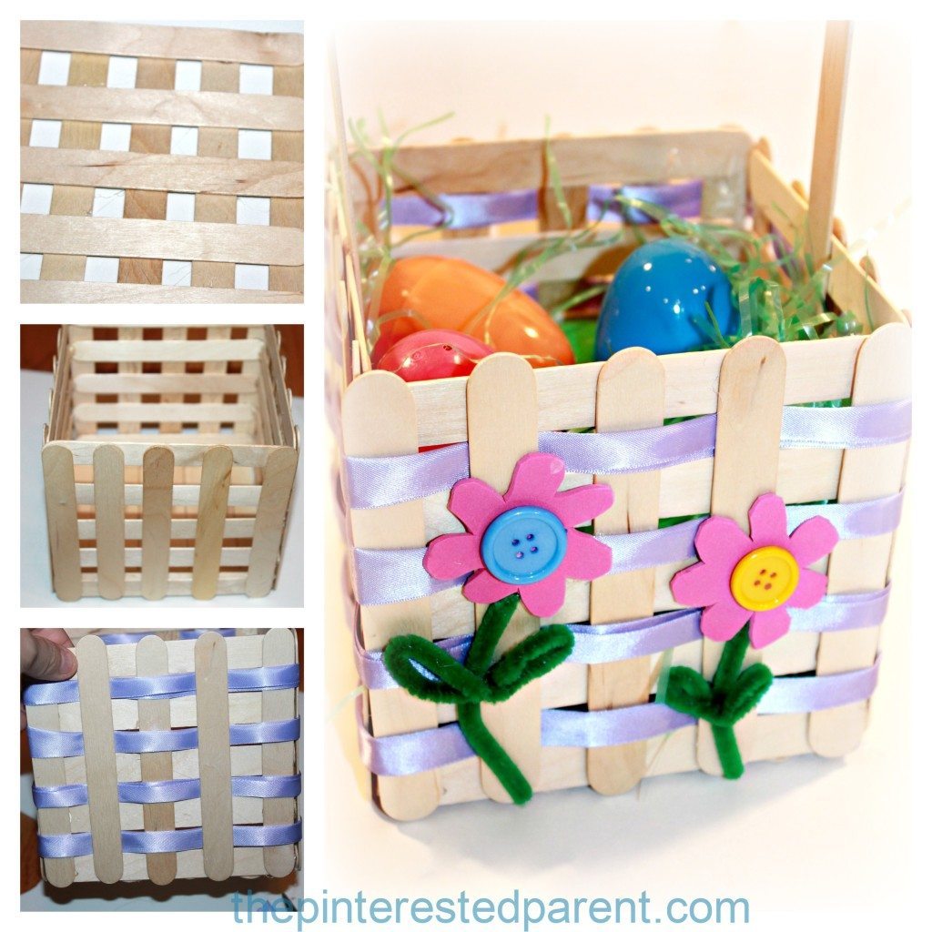 Popsicle Craft Stick Easter Basket Craft - a pretty project that you can make with your kids