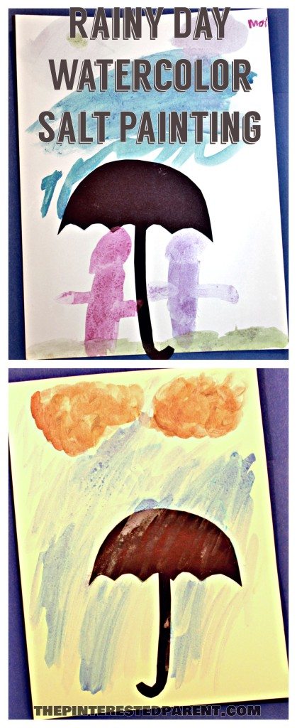 Watercolor & Salt Paintings - spring rainy day art for the kids