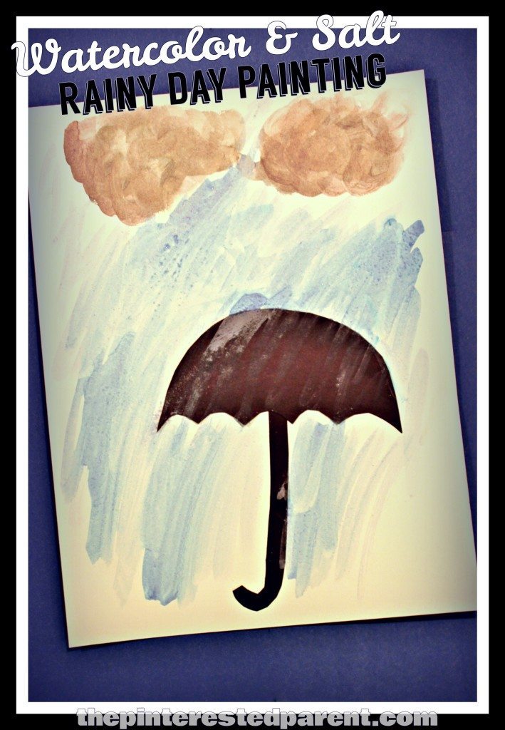 Watercolor & Salt Paintings - spring rainy day art for kids