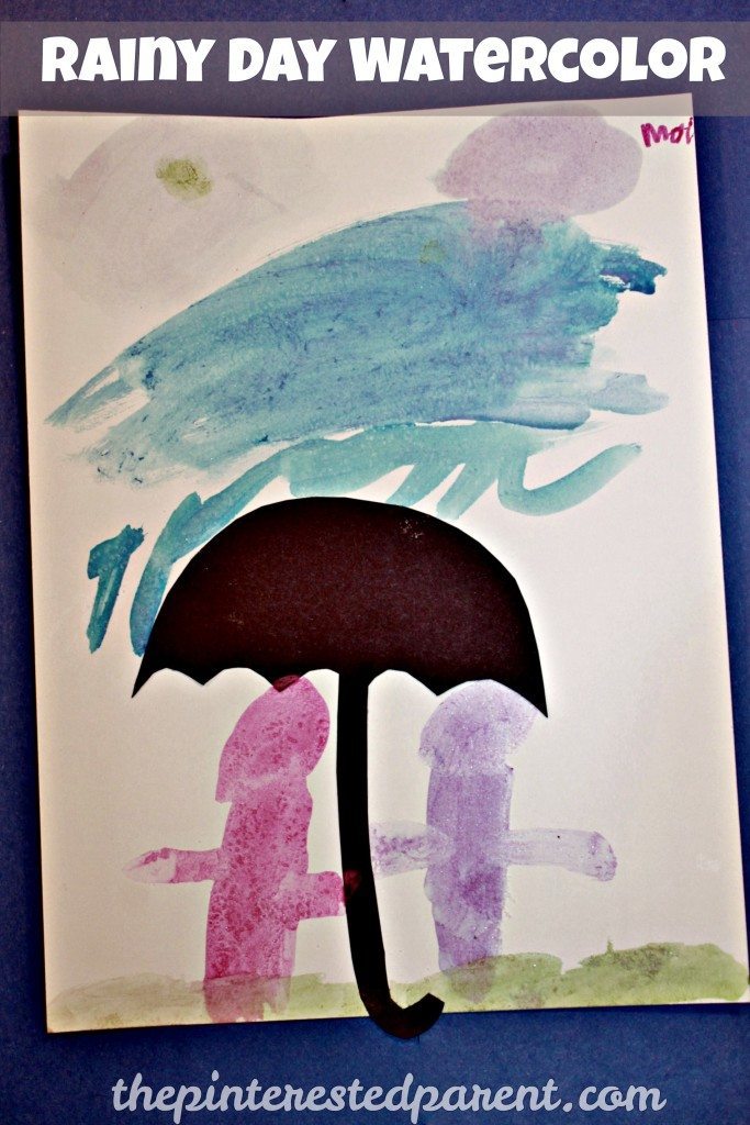 Watercolor & Salt Paintings - spring rainy day art for kids
