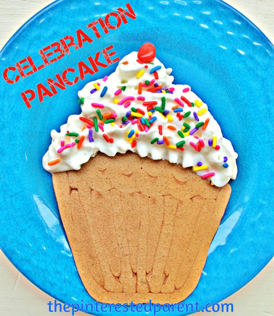 Cupcake shaped pancake. Fun breakfast food for kids. This is a perfect for a birthday or special occasions