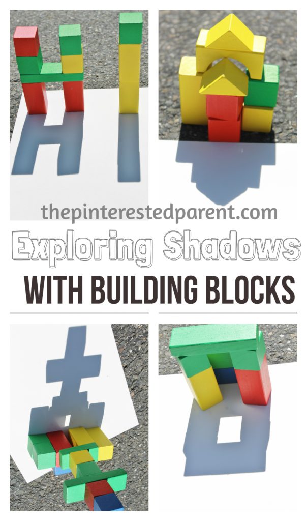 Exploring shadow & light with building blocks. This is a wonderful spring or summer activity that you can do with your kids while exploring shadow & light outdoors