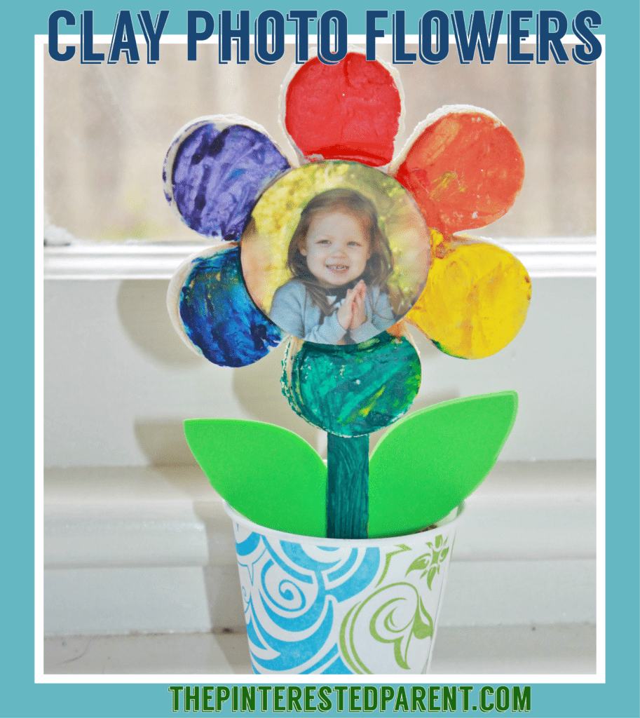 Painted Salt Dough Clay Flowers with photo. This adorable spring or summer arts & crafts project for kids would also make a wonderful gift for Mother's Day or any special occasion.