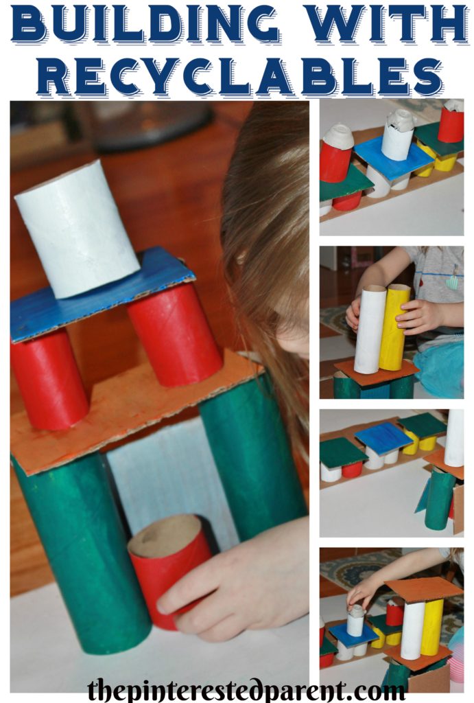 Use old cardboard toilet paper tubes & rolls and other recyclables to build. STEM engineering activities for kids.