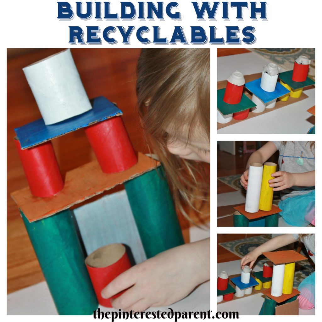 Use old cardboard tubes & rolls and other recyclables to build. STEM activities for kids.