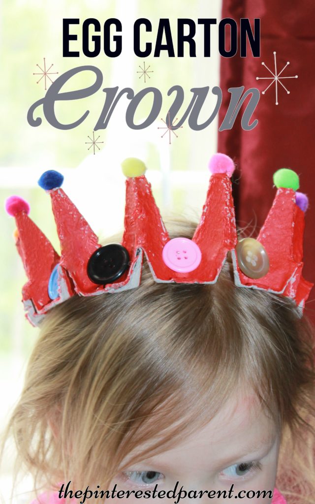 Egg carton crown craft - use recyclabes to make this dress up crown or tiara for pretend play for the kids