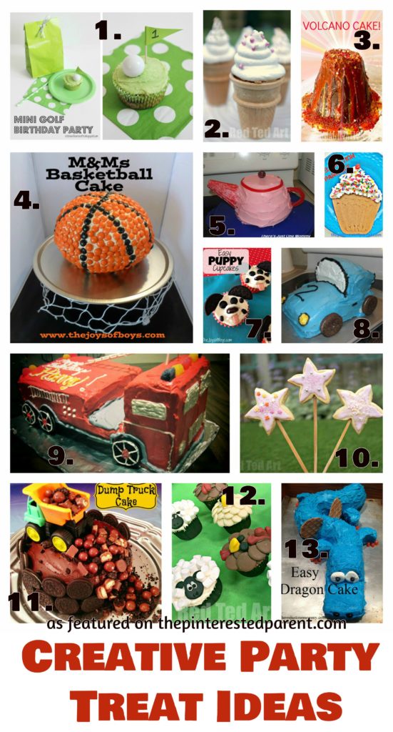 Fun & creative birthday treat ideas for a kid's party - cakes, cupcakes, cookies for themed birthdays & special occasions