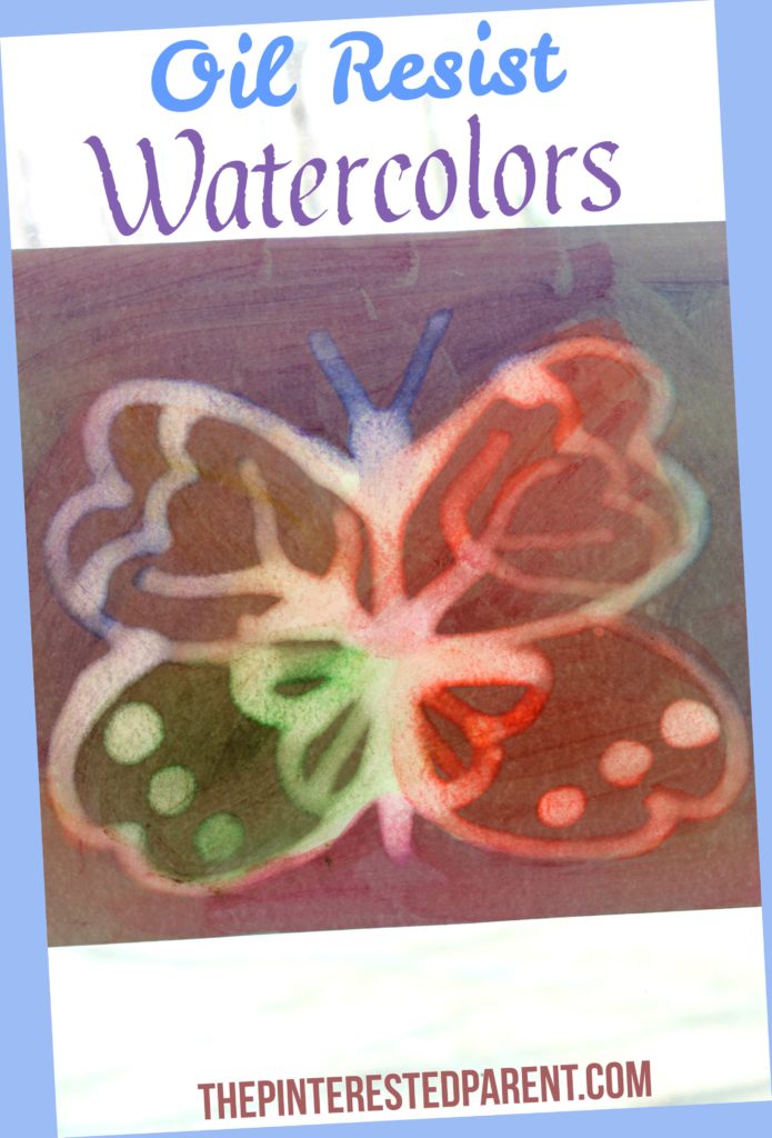 Oil resist watercolor suncatcher paintings - this is an easy arts & craft project for kids or adults. The oil produces a lovely effect after painted
