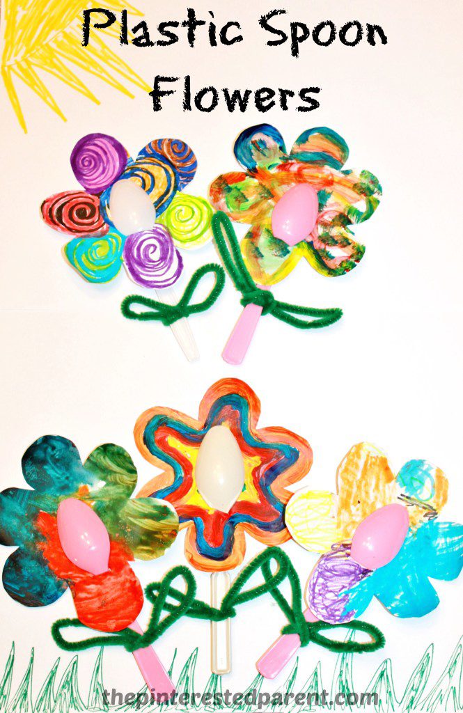Let you kids Paint, color or scribble with markers to make these lovely plastic spoon flowers.