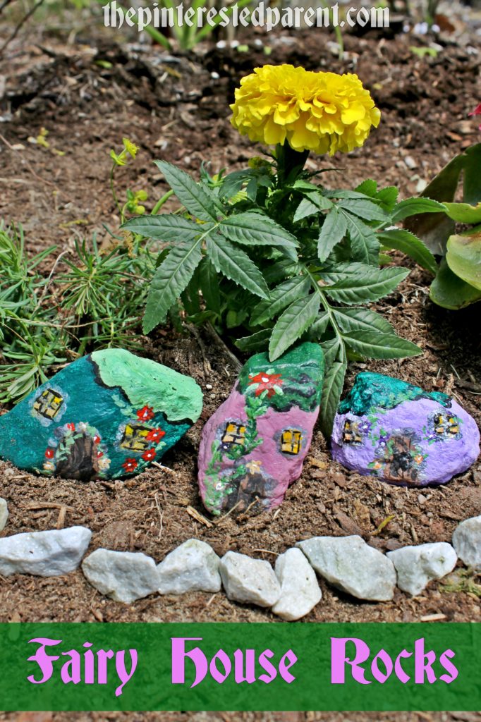 These painted fairy house rocks will be prefect to line the edge of a fairy garden for you or your kids