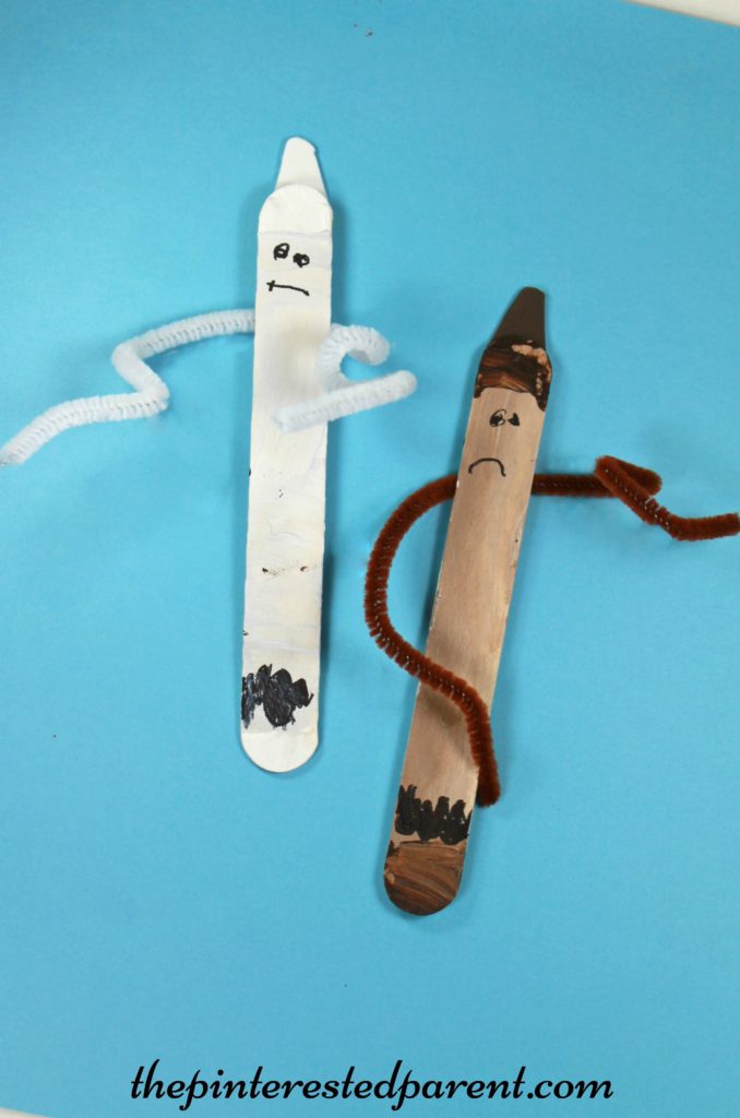 Craft stick crayon crafts inspired by the book The Day The Crayons Quit - Popsicle stick arts & crafts for the kids