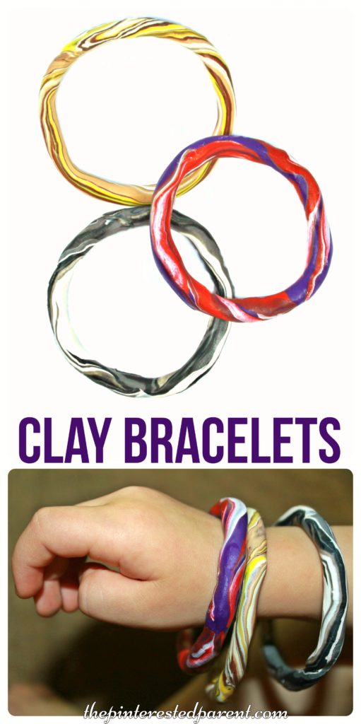 Easy to make clay bangle bracelet craft for kids . Polymer arts & crafts - jewelry