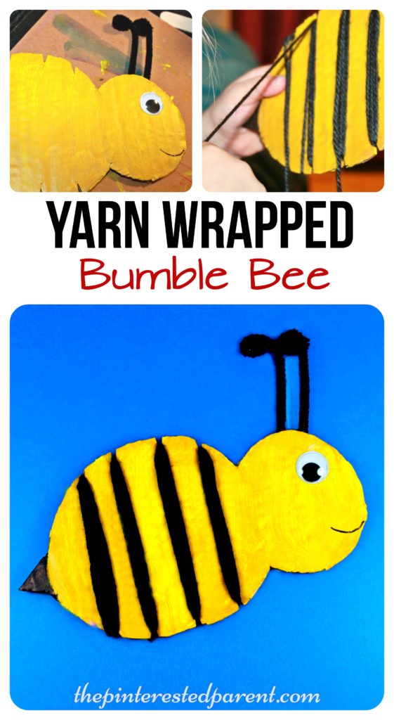 Yarn Wrapped bumble bee craft for the kids. a cute spring or summer craft & a great fine motor activity as well