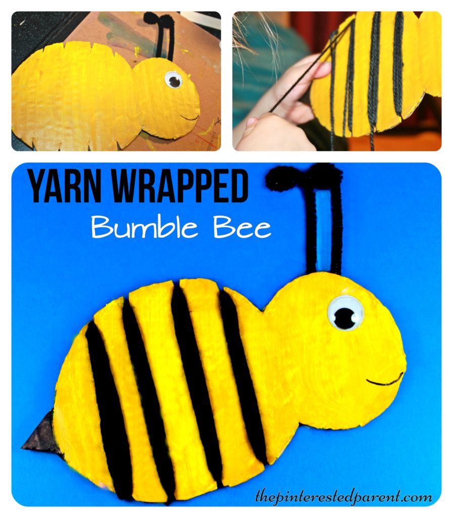 Yarn Wrapped bumble bee craft for the kids. a cute spring or summer craft & a great fine motor activity as well.