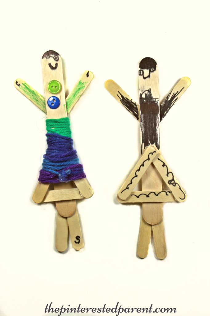 Yarn Wrapped craft stick dolls. A cute craft with fine motor skills. Kids will love to make & play with these. Arts & Crafts for children..