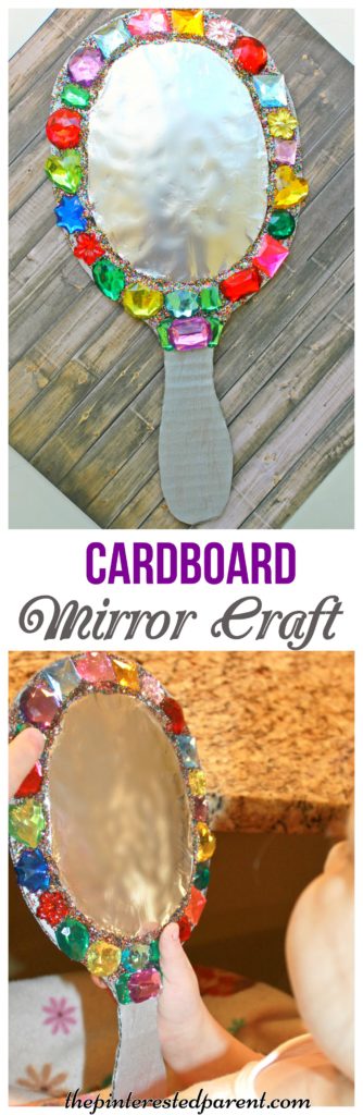 Cardboard jeweled mirror craft for kids - arts & crafts for pretend play. This would be fun for playing Snow White