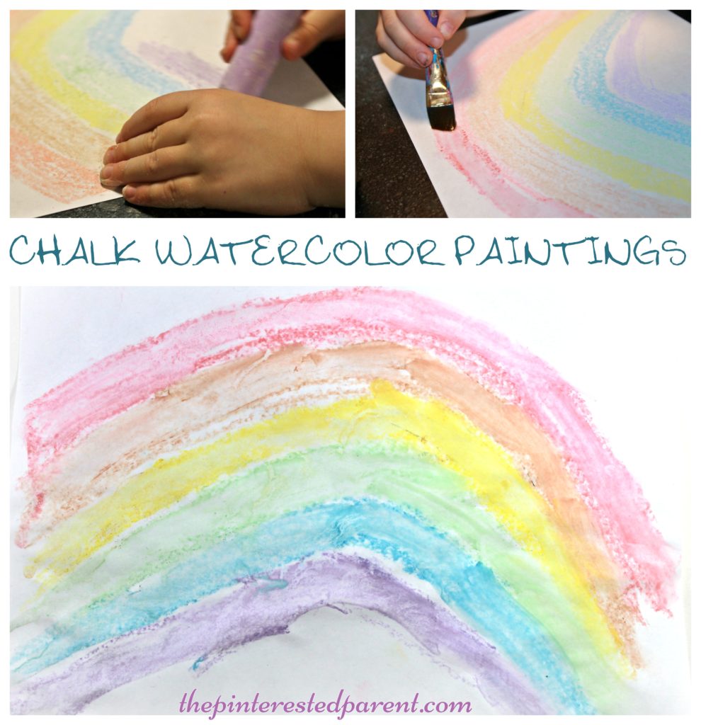 Chalk Watercolor Paintings - easy & beautiful art for kids - rainbow arts & crafts for children
