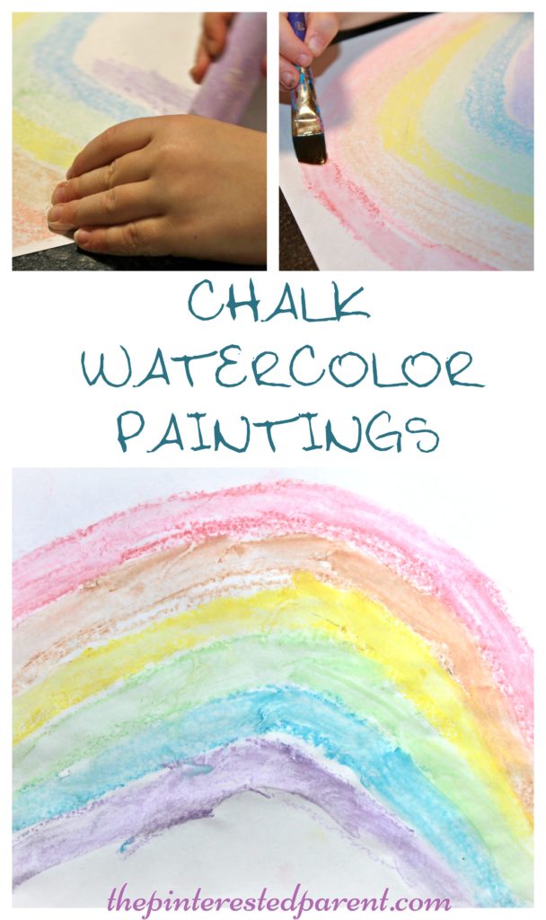 Chalk Watercolor Paintings - easy & beautiful art for kids - rainbow arts & crafts for children.