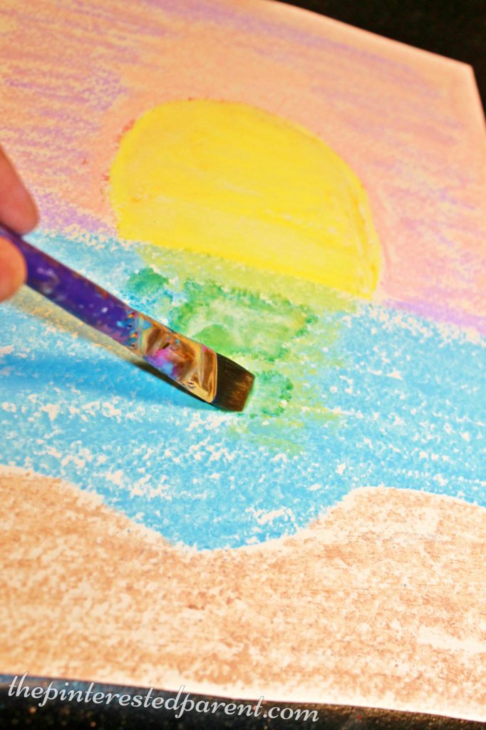 Chalk Watercolor Paintings for kids - easy arts & craft projects for children