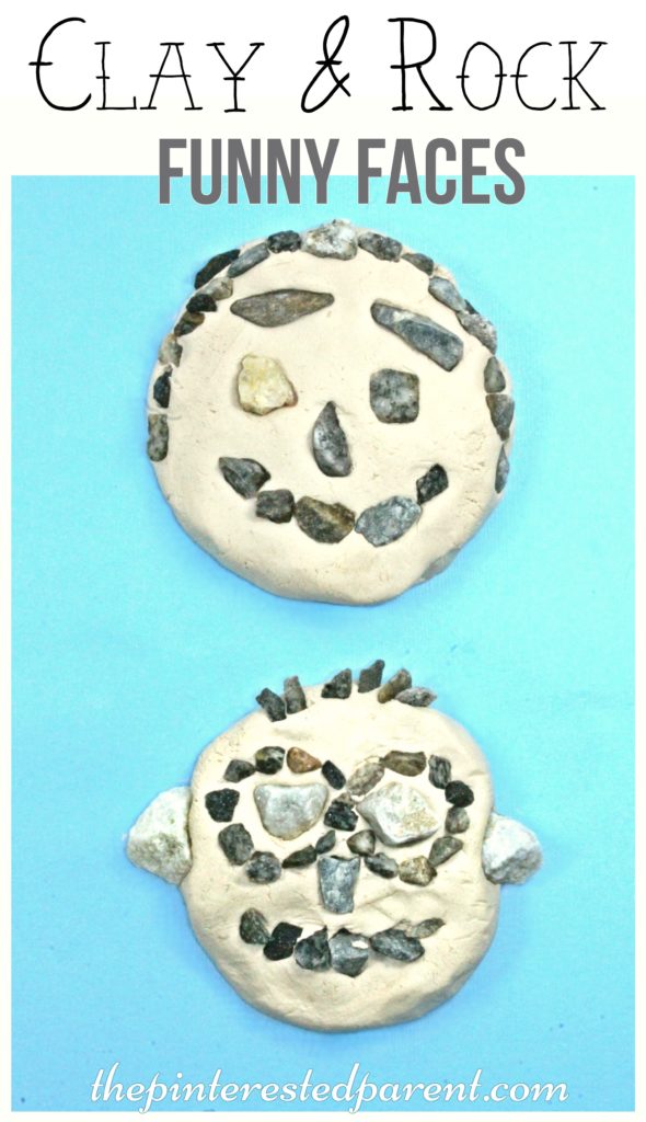Clay Rock Nature Funny Faces - a fun summer arts crafts project for the kids