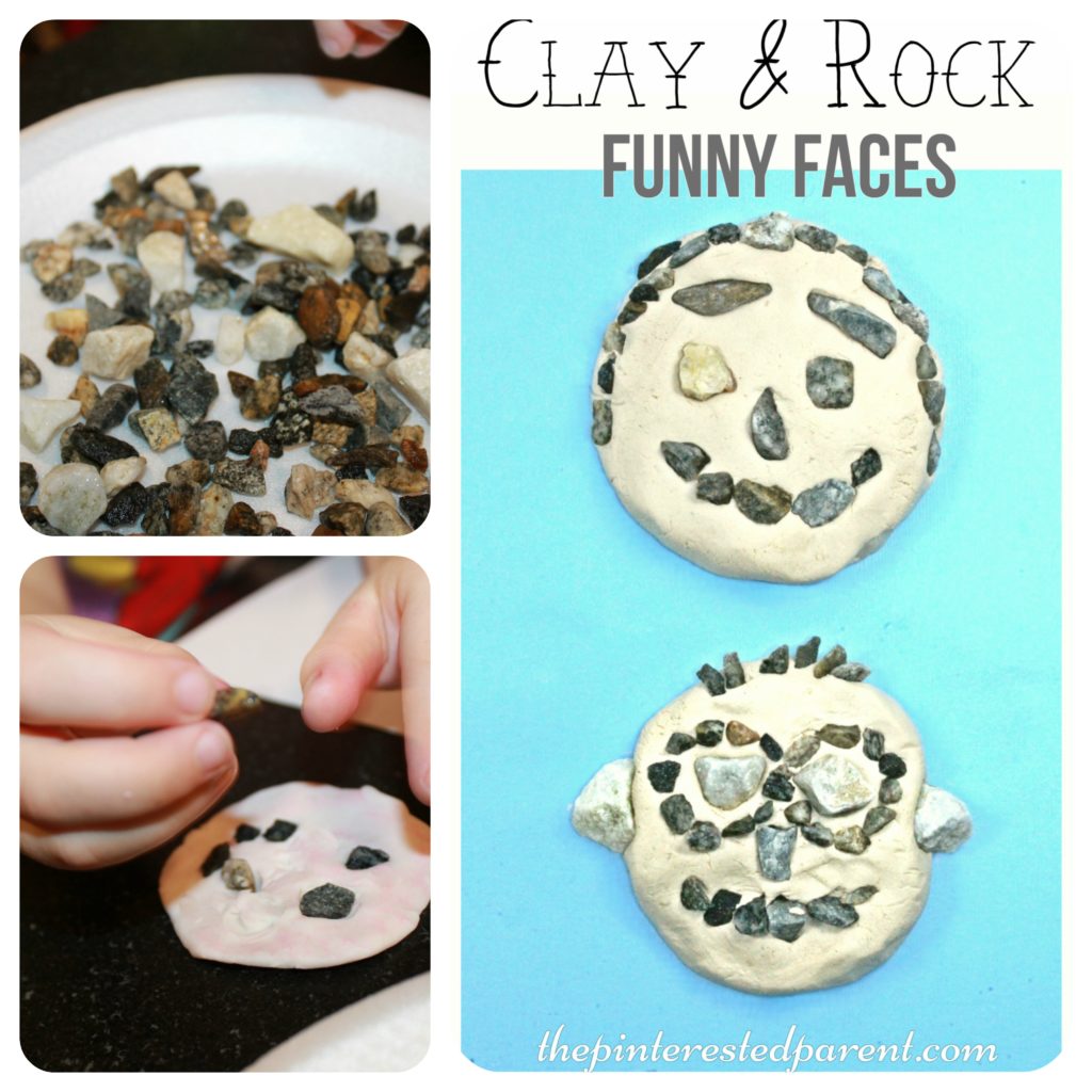 Clay Rock Nature Funny Faces - a fun summer arts crafts project for the kids.