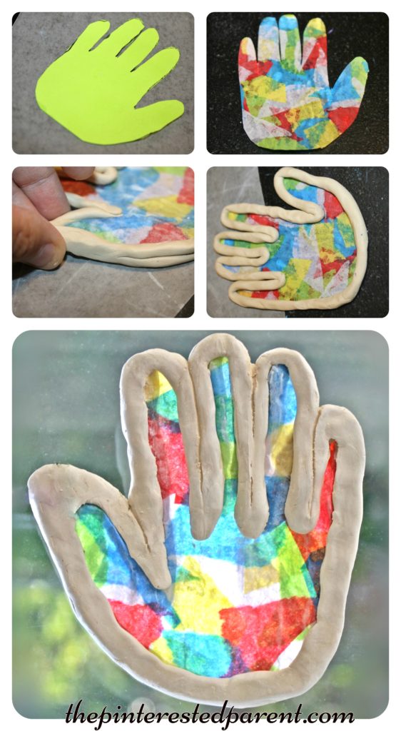 Clay Suncatchers - summer arts and crafts projects for kids made with clay & tissue paper.