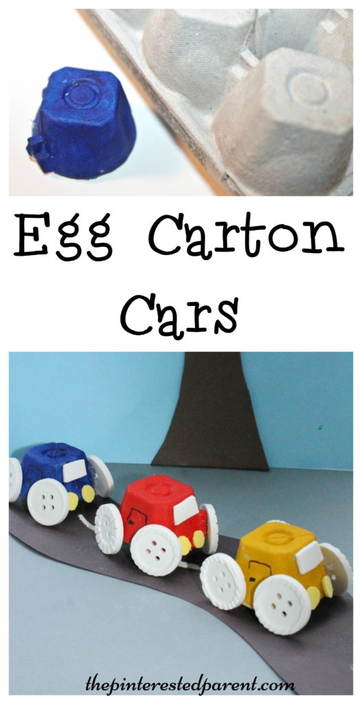 Simple Egg Carton Car craft for kids. Easy arts & crafts with recyclables