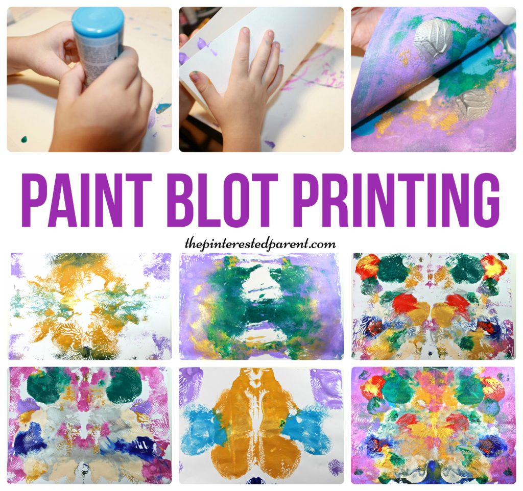 Super Fun messy art - paint ink blot print. Transfer your paint prints & make them again & again