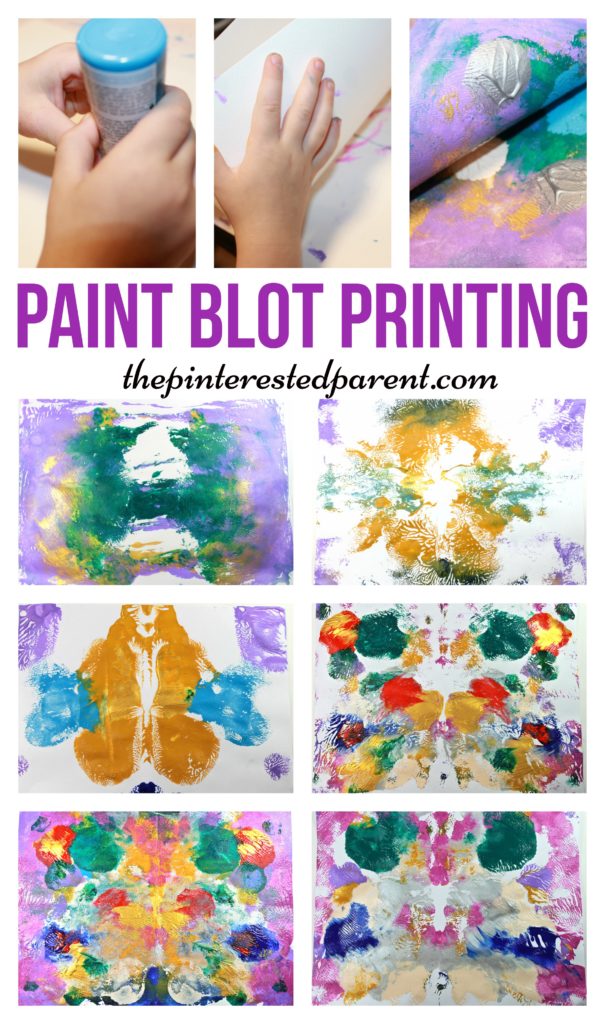 Super Fun messy art - paint ink blot print. Transfer your print & make them again & again.