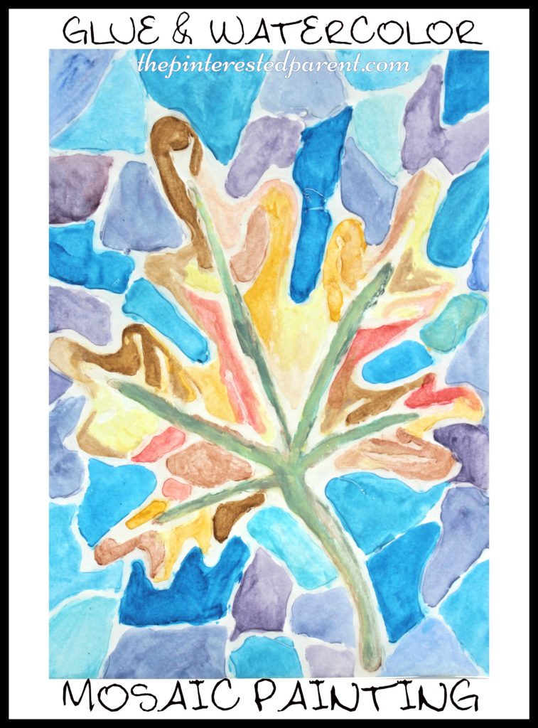 glue & watercolor mosaic painting - arts & crafts