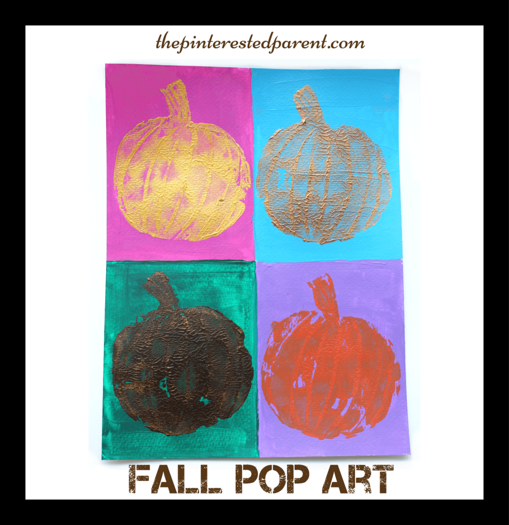 Andy Warhol inspired pumpkin pop art painting. Fall arts & crafts for the kids