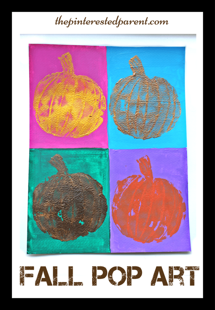 Andy Warhol inspired pumpkin pop art painting. Fall arts & crafts for the kids.