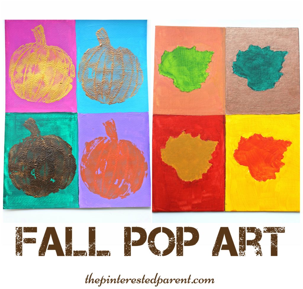 Andy Warhol inspired pop art painting. Fall, autumn arts & crafts for the kids