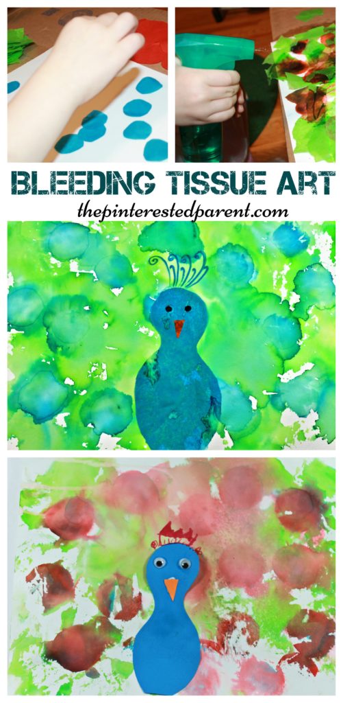 Bleeding Tissue Paper Art - Peacock arts & crafts for kids