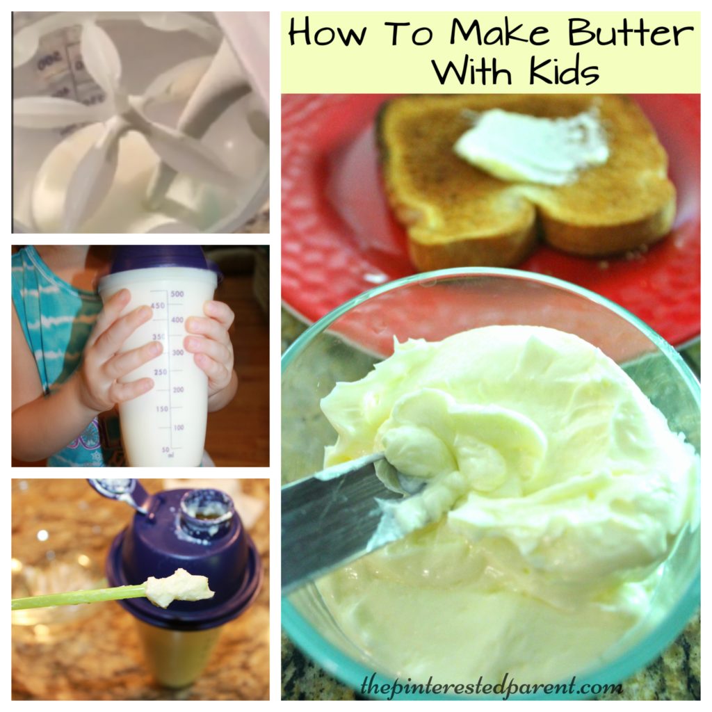 Butter making with kids. Easy recipe that you can make with the family