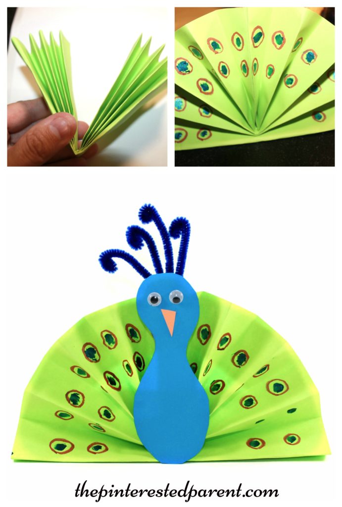 Construction paper fan peacock craft - kid's arts & crafts