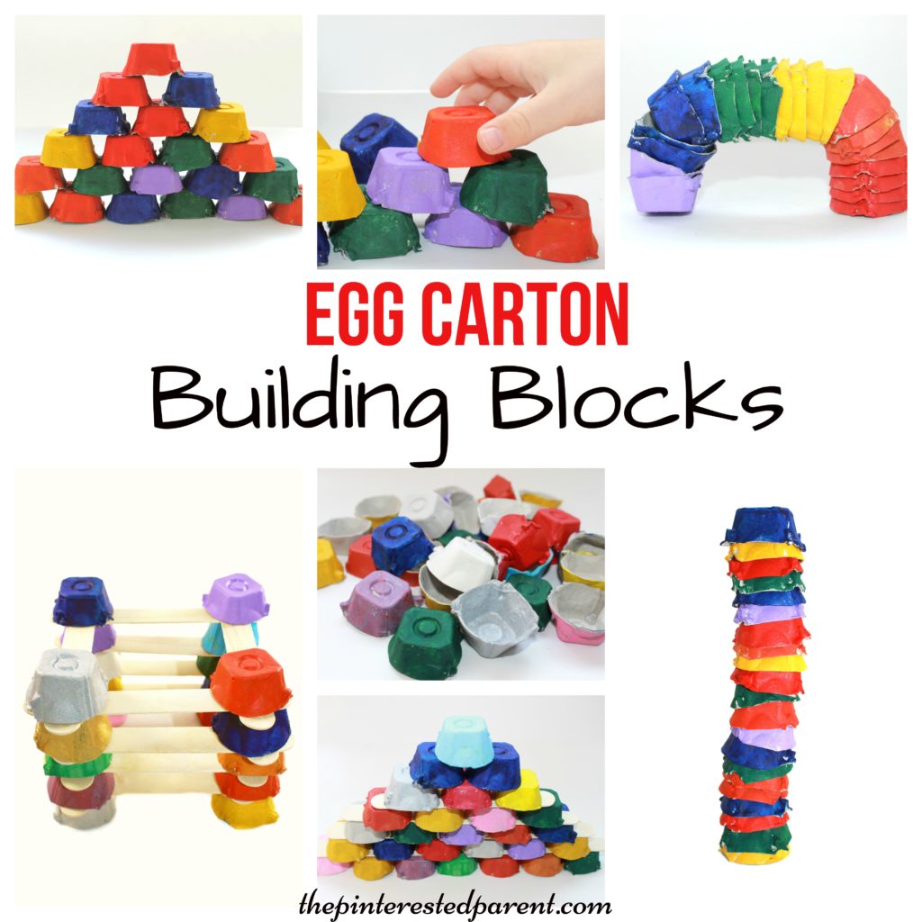 Egg Carton building blocks for kids - Engineering & STEM activities - kid's arts, crafts, learning & activities