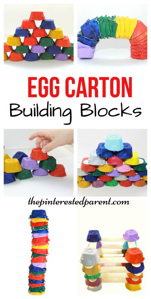 Egg Carton building blocks for kids - Engineering & STEM activities - kid's arts, crafts, learning & activities with recyclables