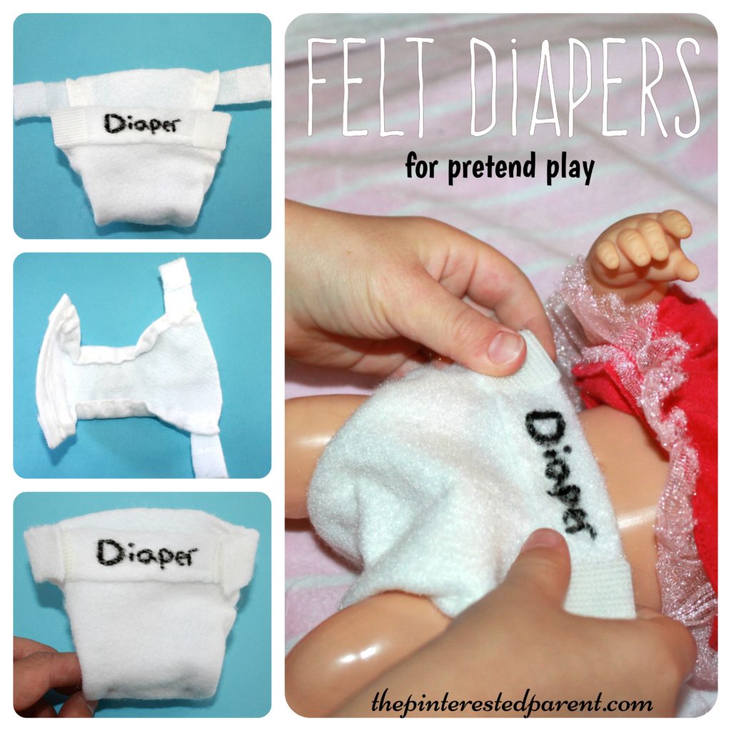 Felt diapers for dolls & pretend play - kid's life skills - arts & crafts