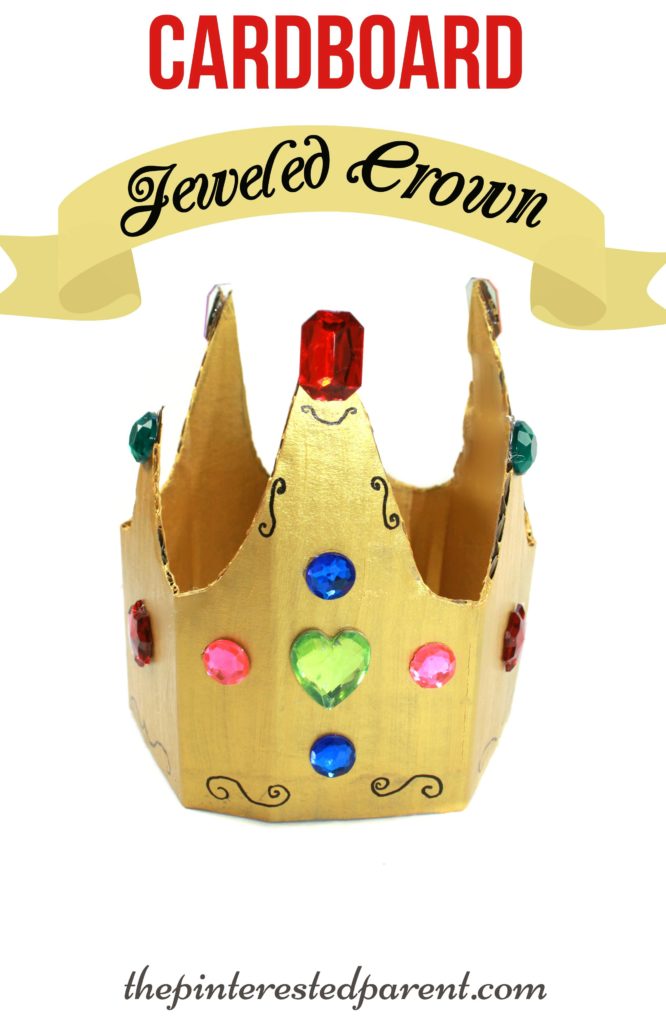 Jeweled Cardboard Crown Craft - great for pretend & role play. Kid's arts & crafts