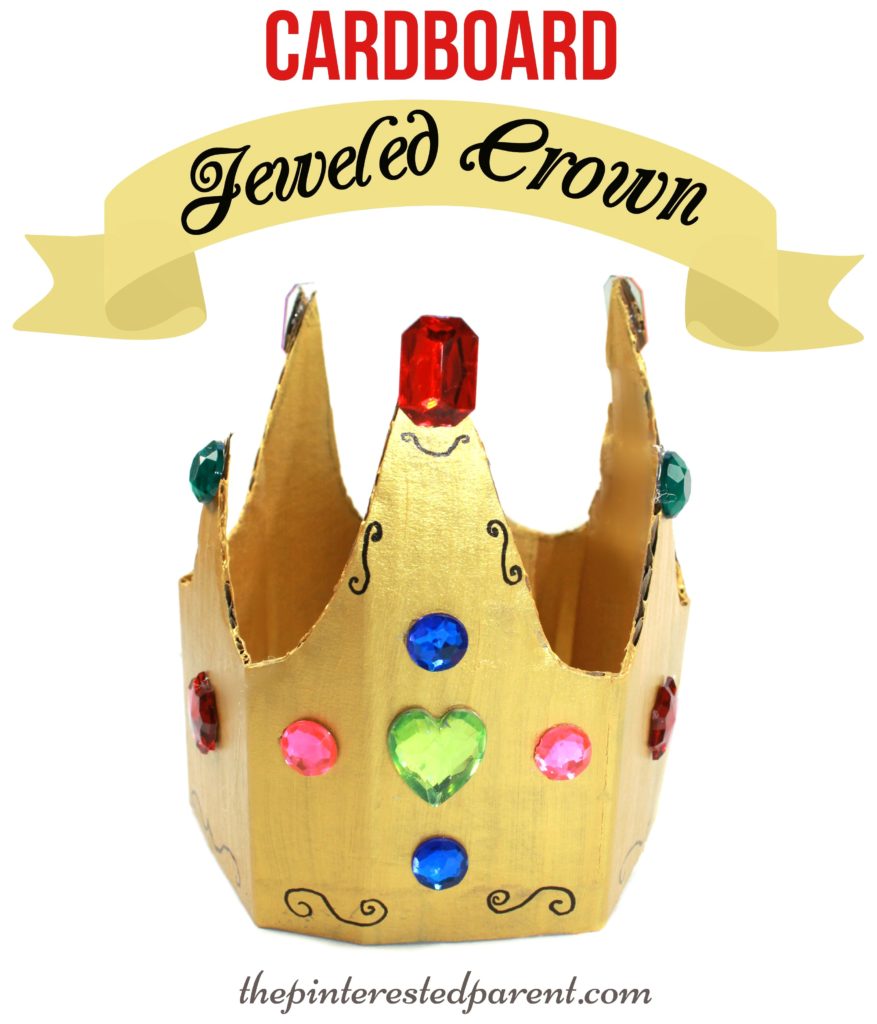 Jeweled Cardboard Crown Craft - great for pretend & role play. Kid's arts & crafts.