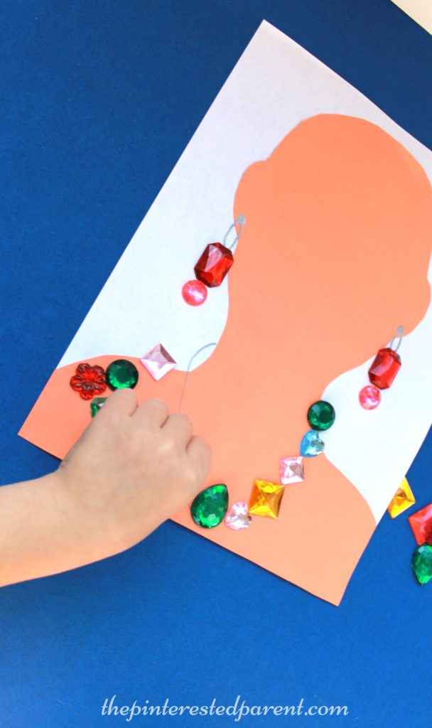 Jewelry craft activity - Make a necklace & earrings out of craft gems . Kid's arts & crafts