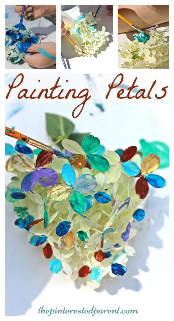 Painting flower petal - nature arts & crafts activities for kids. This is a wonderful spring & summer art project that you can do outdoors. - Great for all ages.