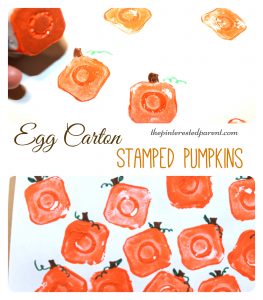 egg carton pumpkin printing stamps - fall autumn halloween arts and crafts paint projects for kids