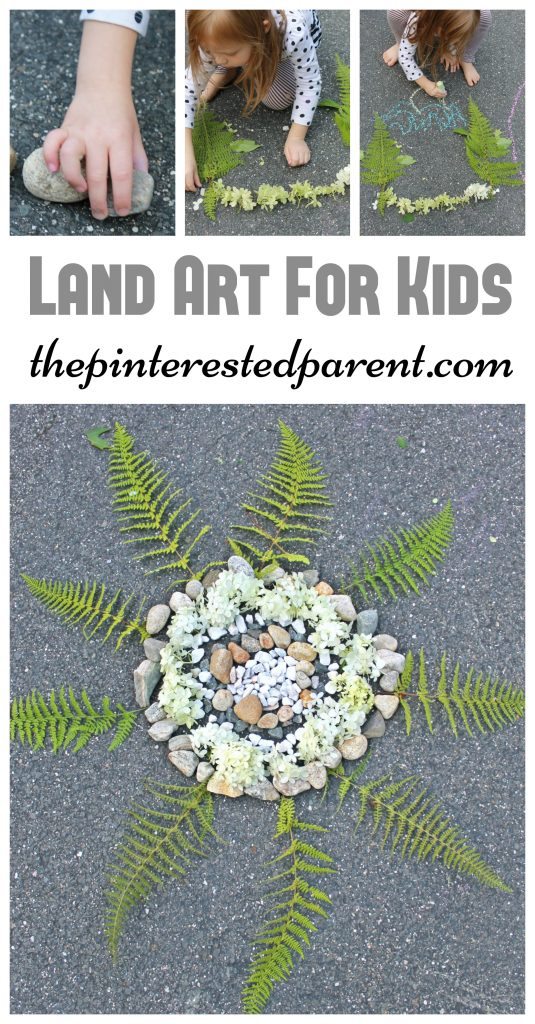 Land art - arts & crafts with nature , rocks, flowers, leaves. Kid's outdoor activities