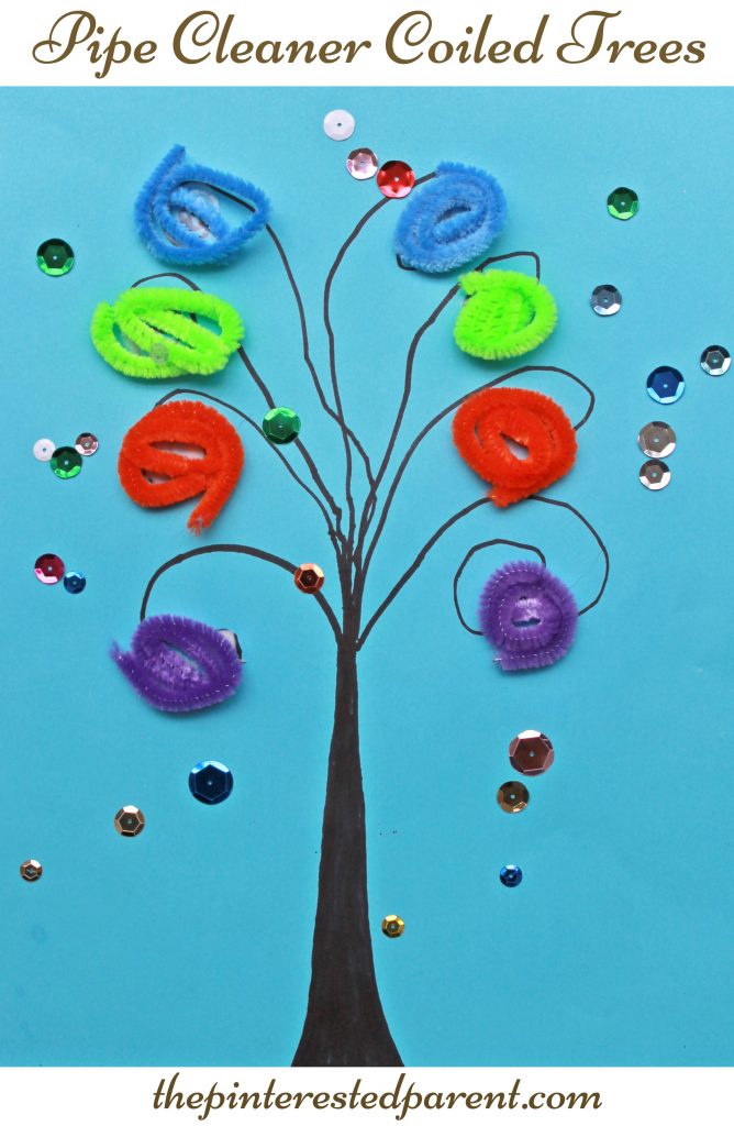 Pipe cleaner coiled fall and autumn trees. Great for fine motor skills. You can try this with yarn too for the bigger kids or adults. Arts & crafts for preschoolers