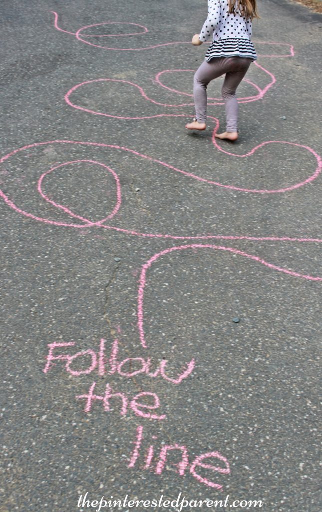 Sidewalk Chalk Games & Activities for kids. Fun outdoor play spring, summer, fall.,