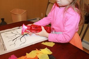 bleeding tissue paper tree painting - spooky night autumn, fall or winter trees. Perfect arts & crafts project for every season for kids and preschoolers