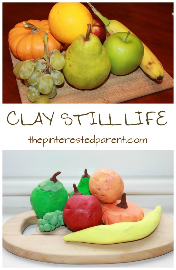 Kid's arts & crafts. Use Play dough or clay to sculpt a still life. Check out the rest of our still life challenge using a fruit still life. Great for preschoolers